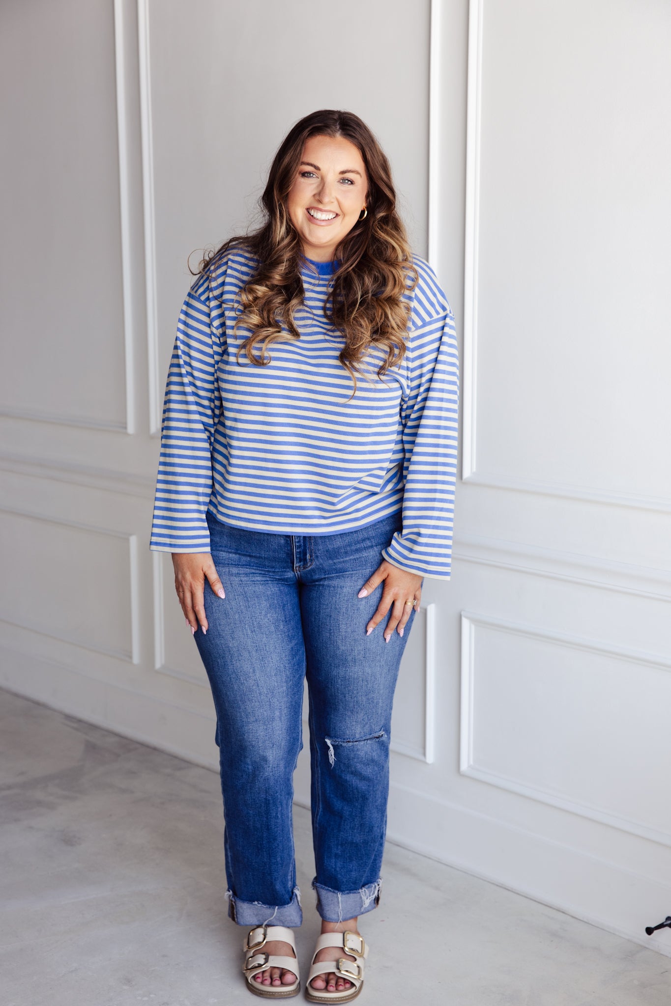 Oversized Striped Top - Blue