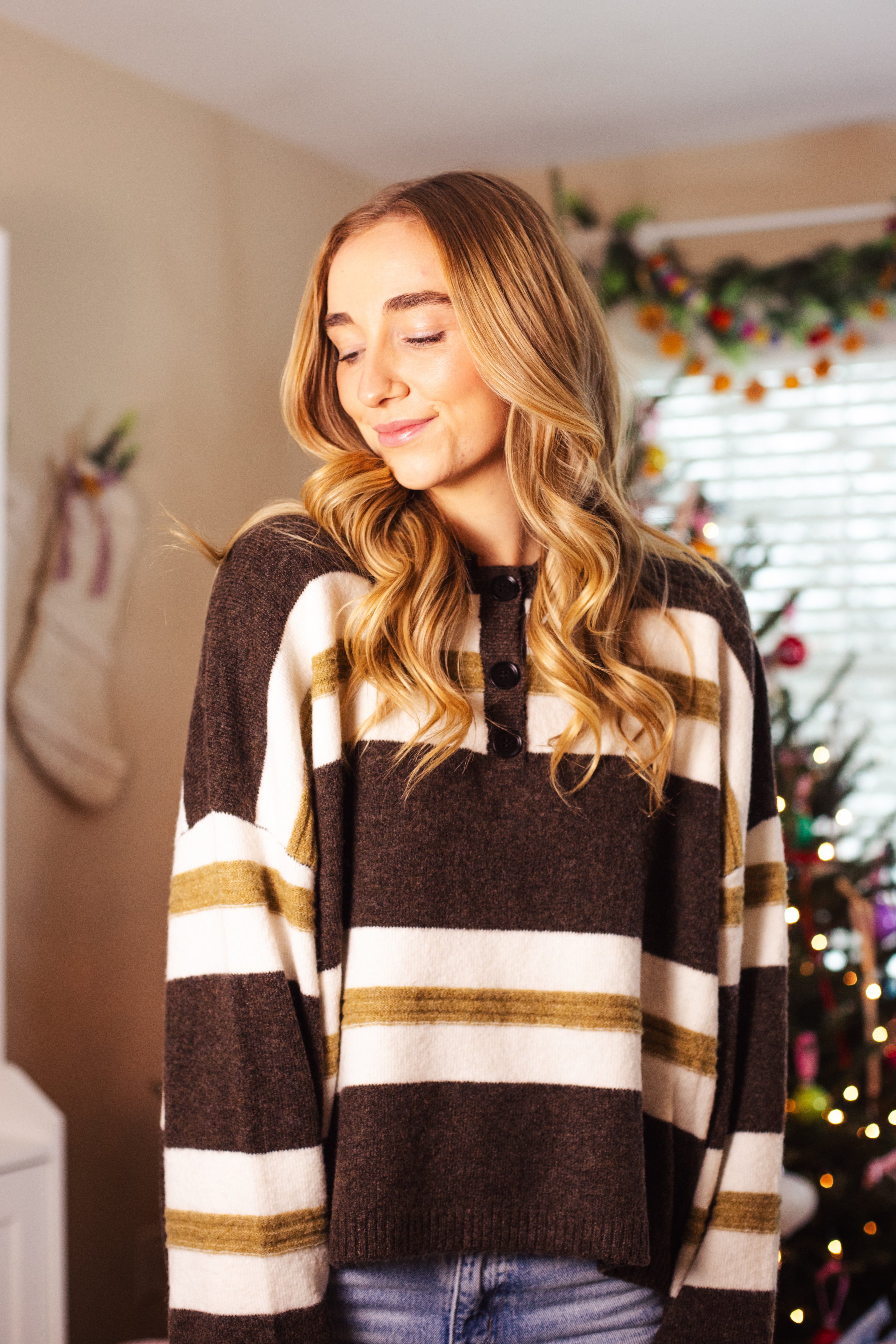 Brown Striped Rugby Sweater