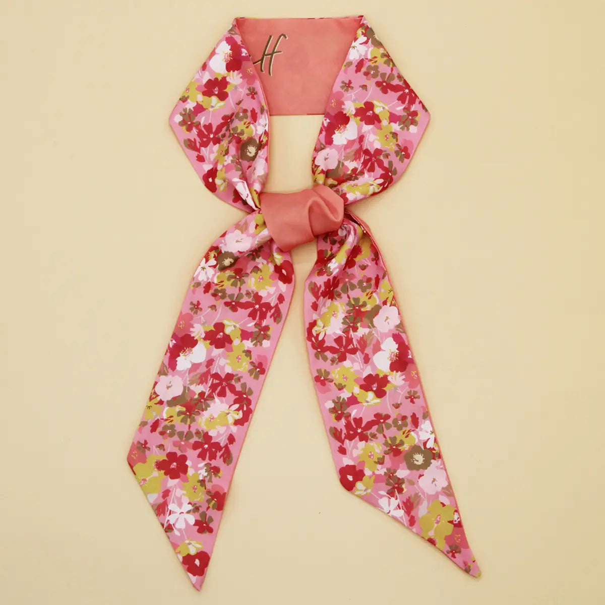 Pink Floral Bag Scarf