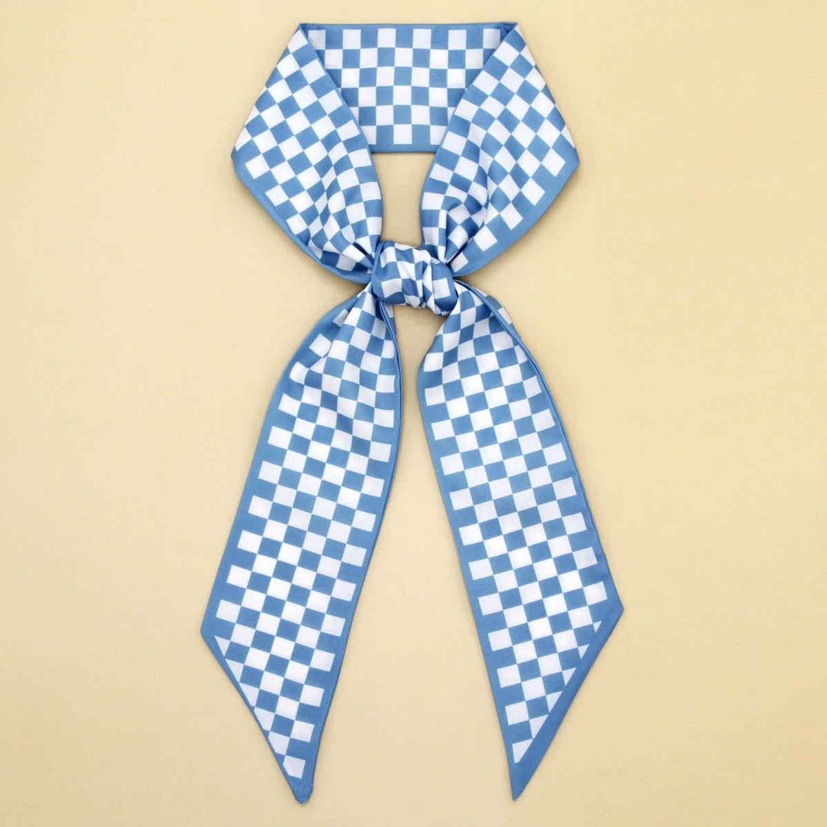 Blue Checkered Bag Scarf