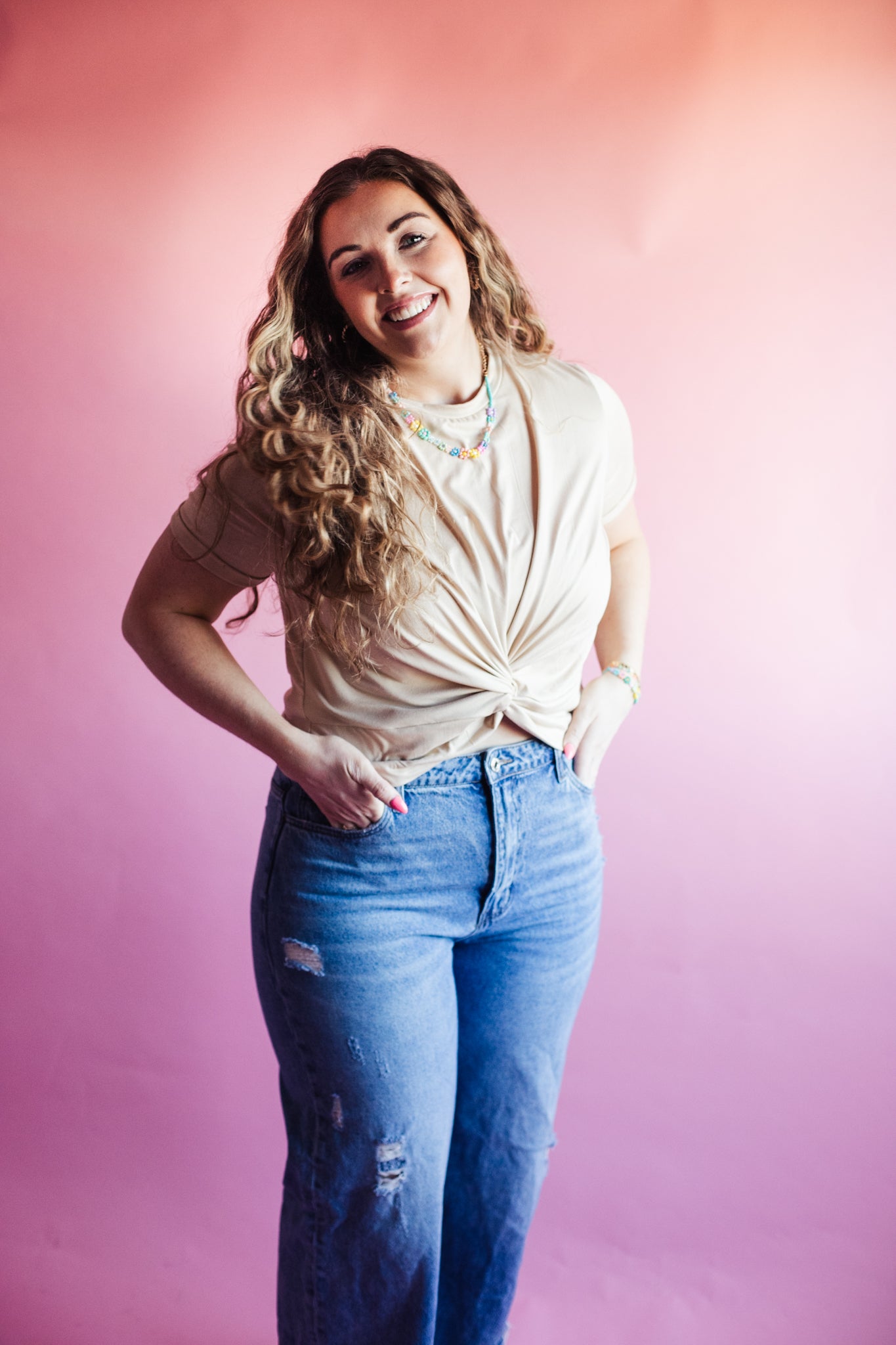 Twisted In Knots Top - Tan