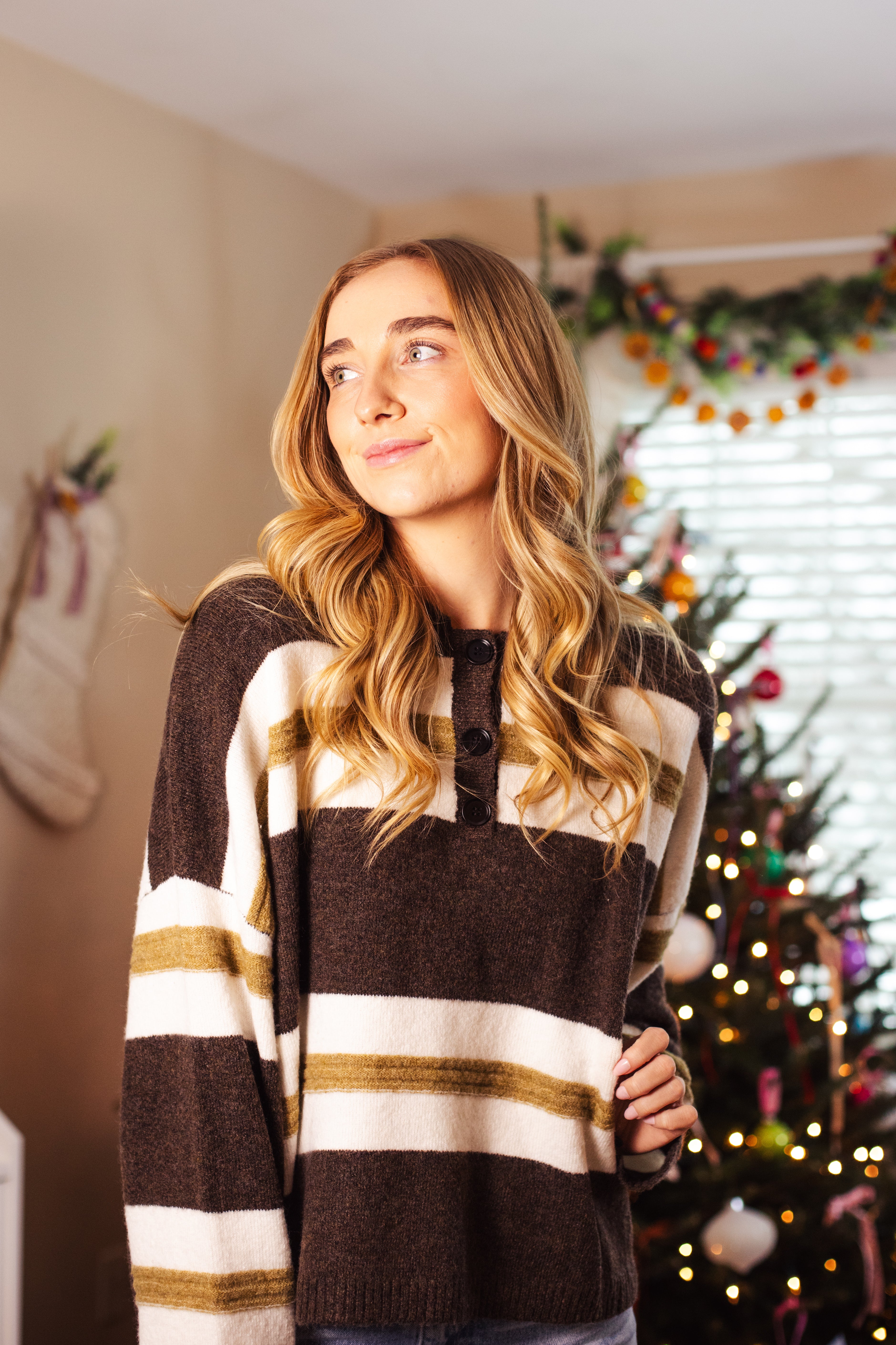 Brown Striped Rugby Sweater