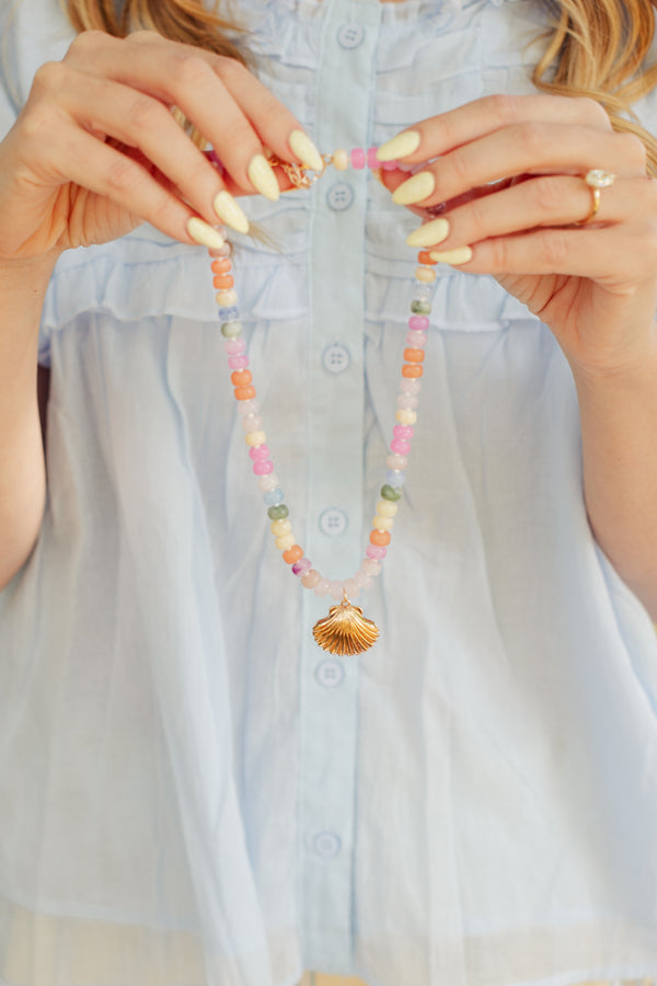 Golden Shell Necklace - Pink