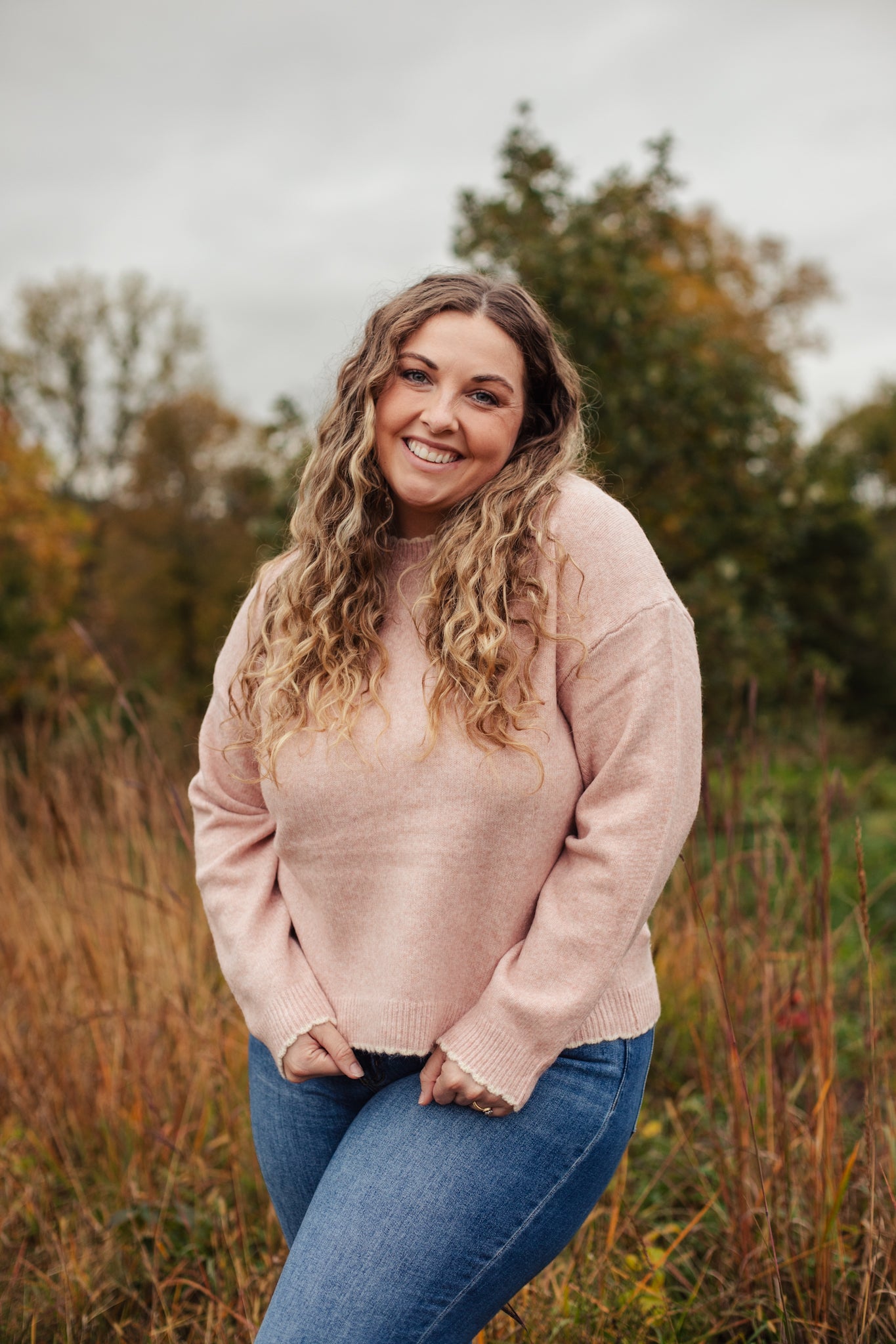 Darling Dusty Pink Scalloped Edge Sweater