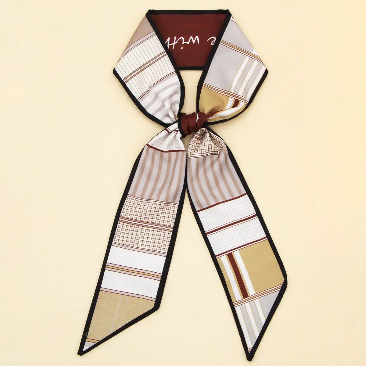 Brown Color Block Bag Scarf