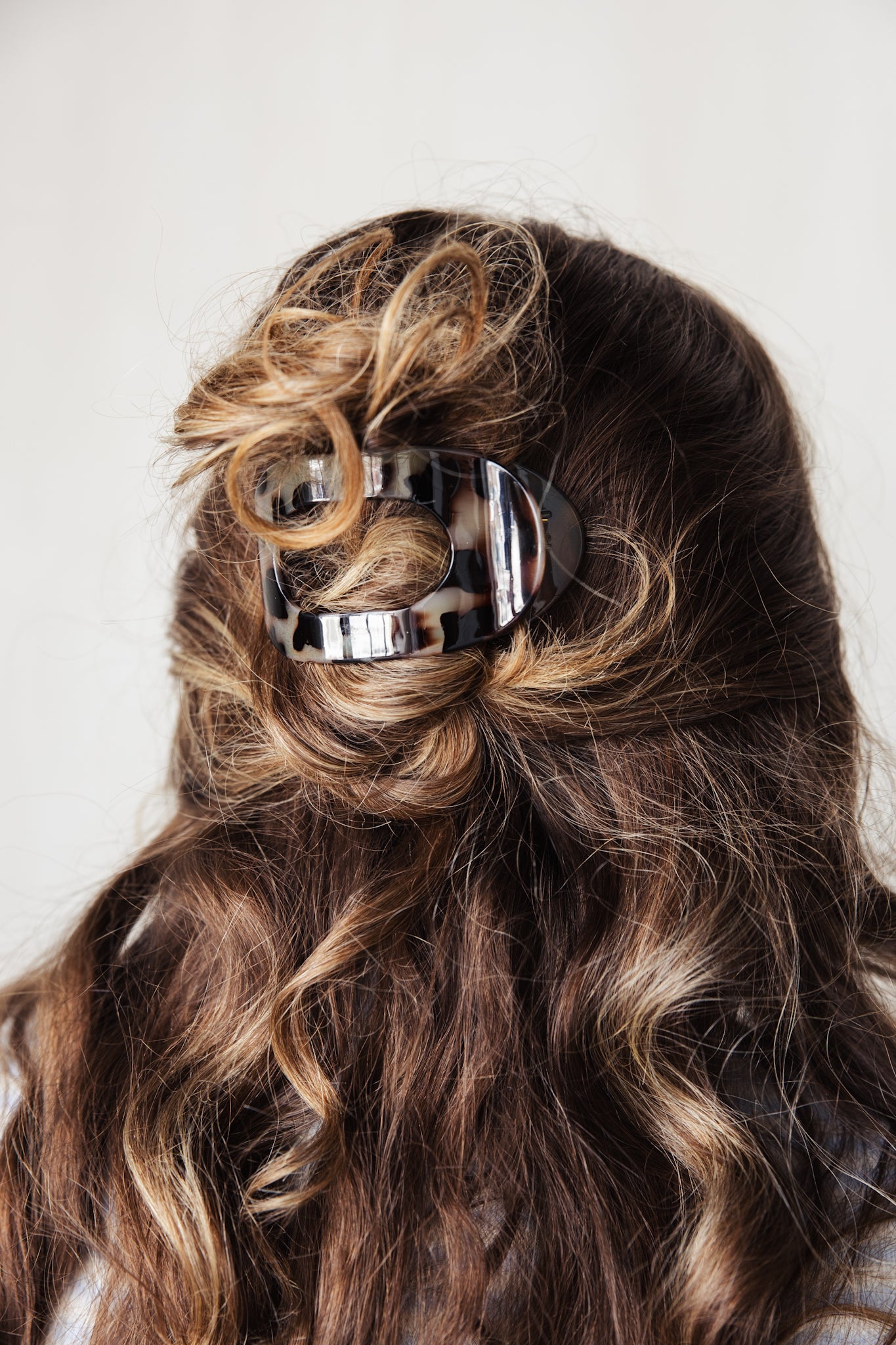 Oval Hair Clip - White Leopard