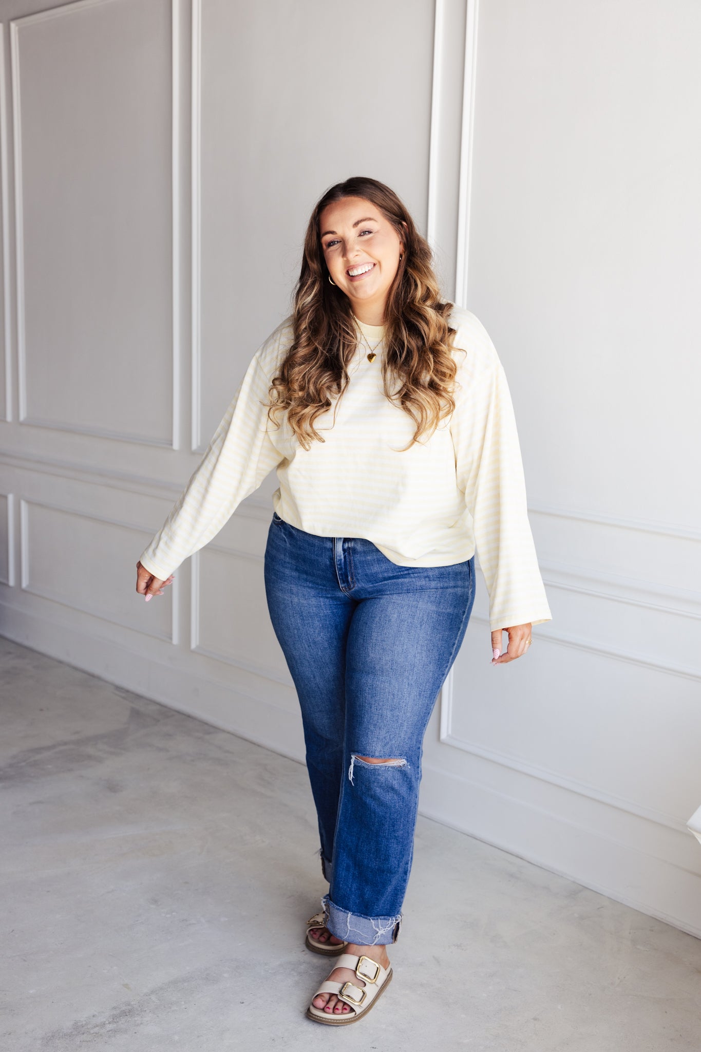 Oversized Striped Top - Butter
