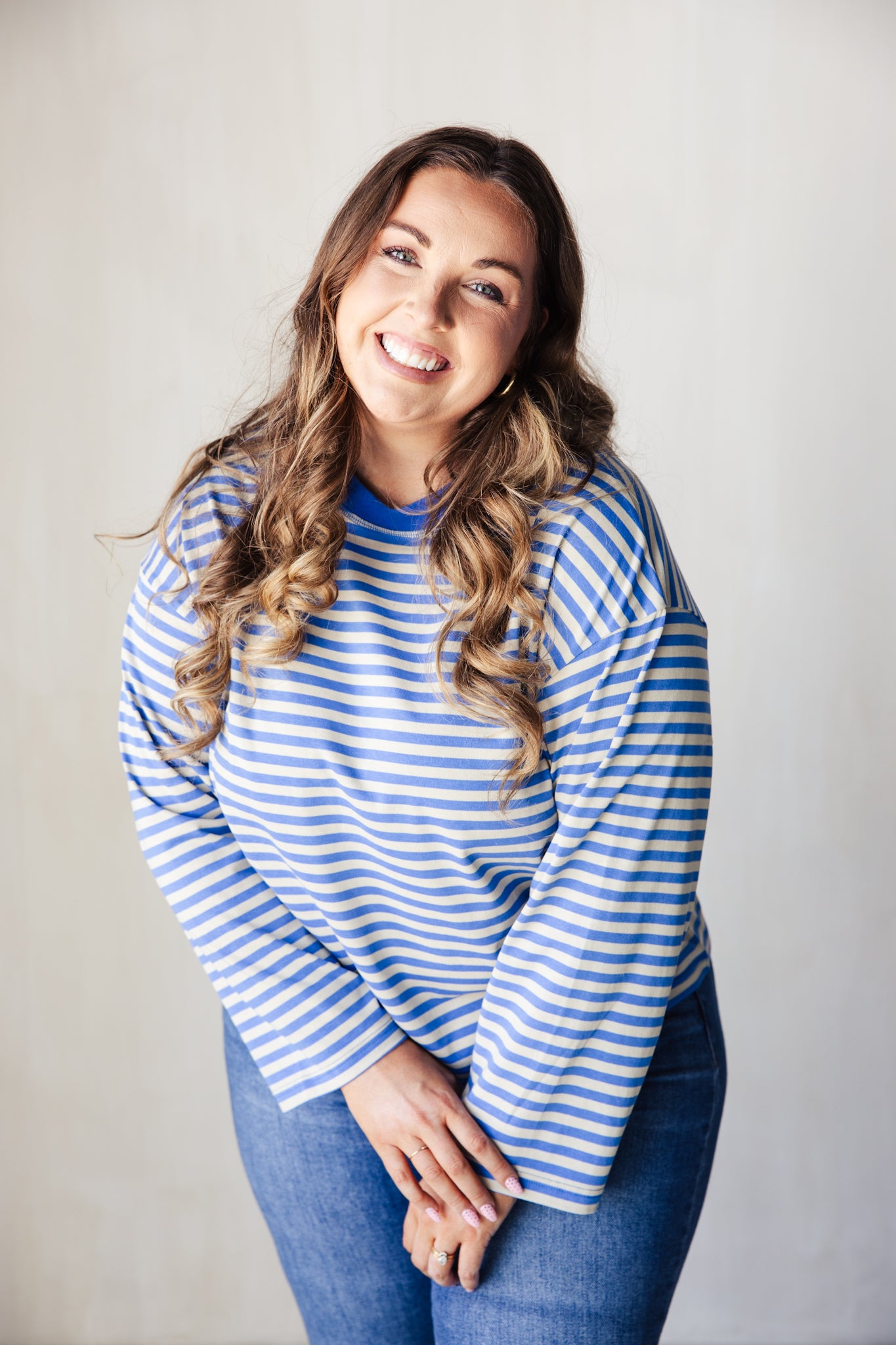Oversized Striped Top - Blue