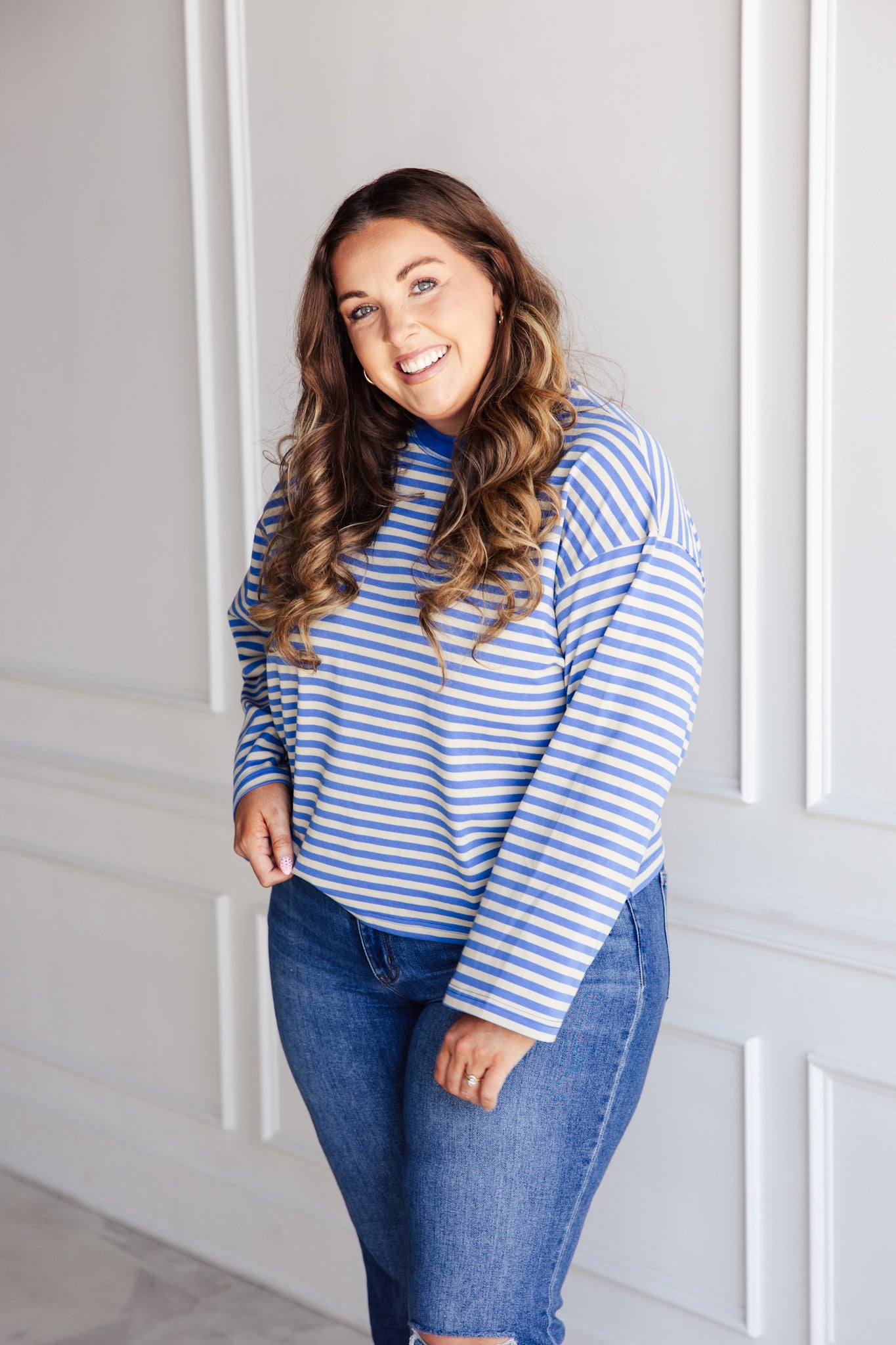 Oversized Striped Top - Blue
