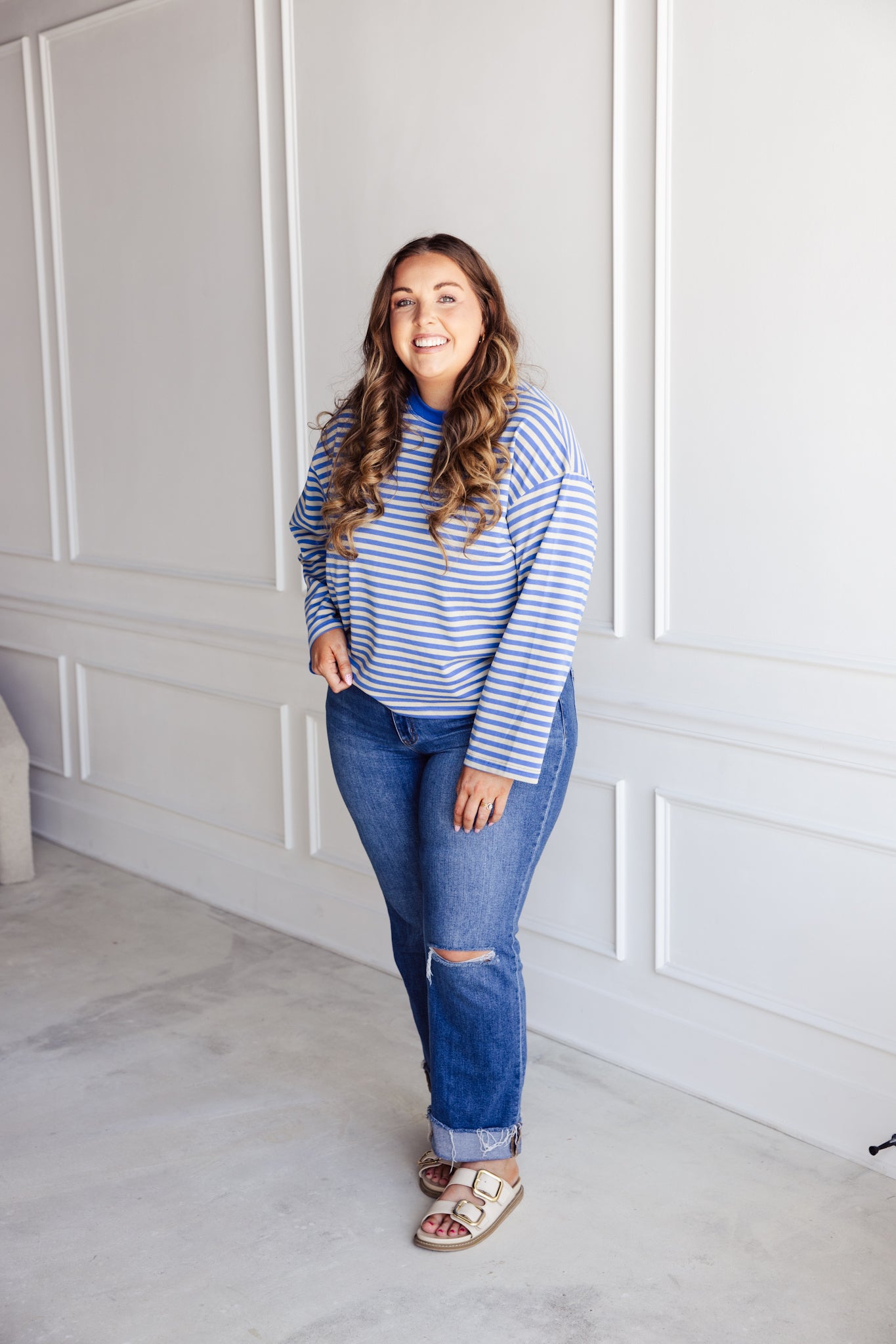 Oversized Striped Top - Blue