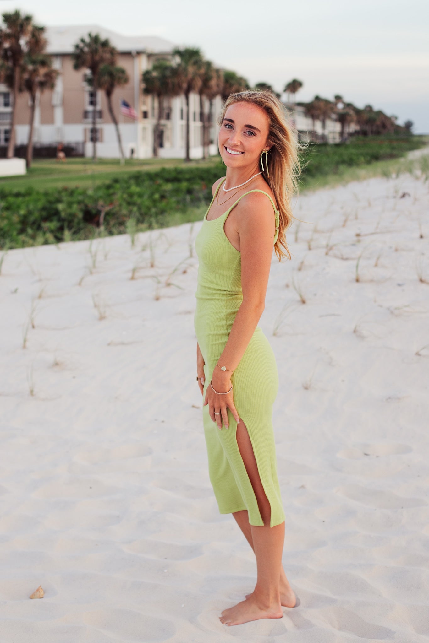 Anything But Basic Dress - Lime