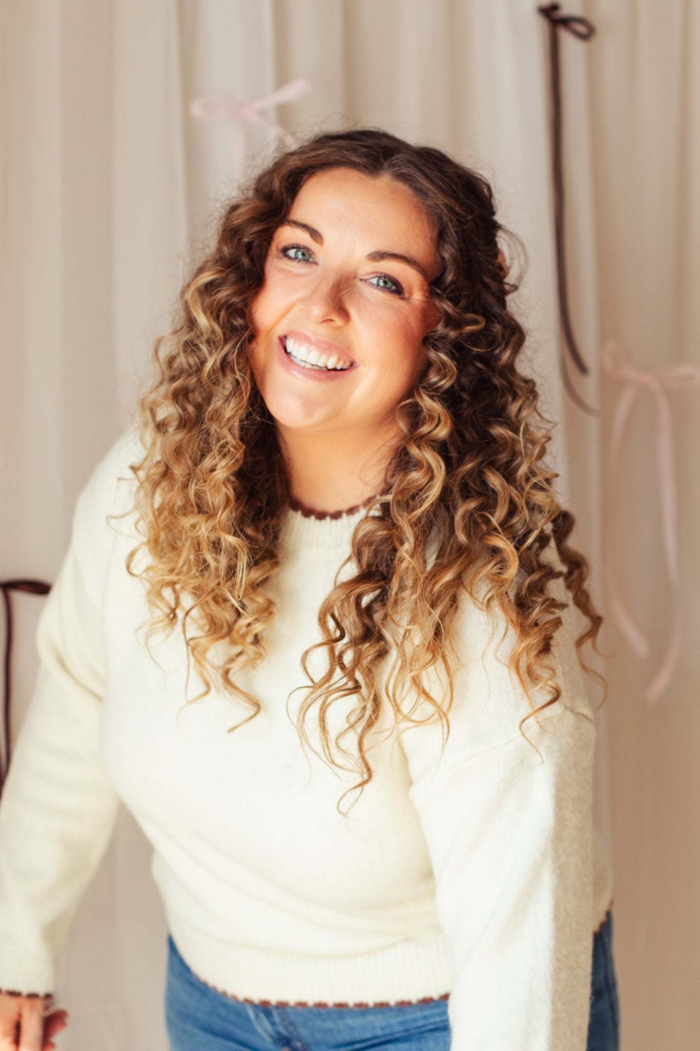 Sweet Almond Scalloped Sweater